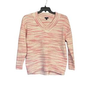 Talbots | Women’s Knit V-Neck Striped Sweater Pink Multi L